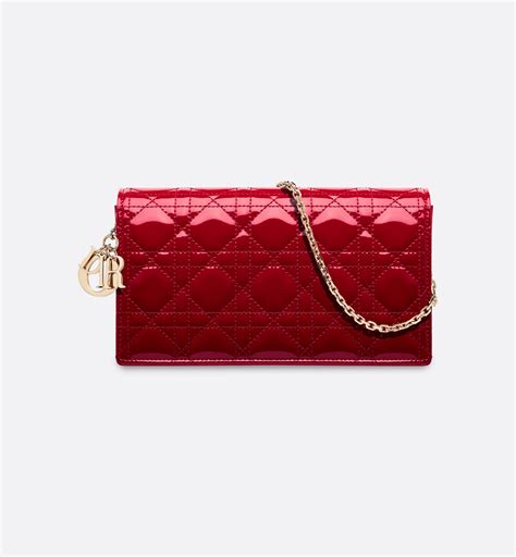 Pochette Lady Dior Pelle di vitello verniciata Cannage rosso 